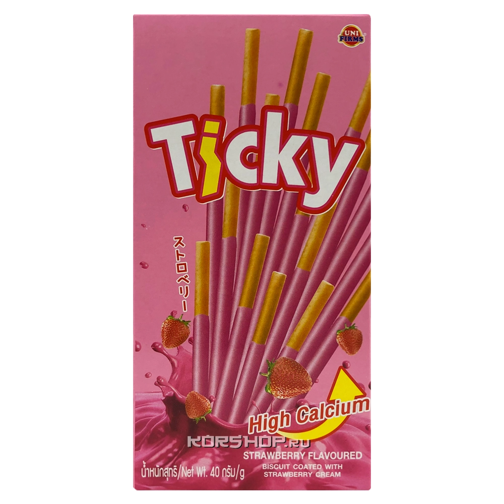 Печенье палочки в клубничной глазури Ticky, Таиланд, 36 г Акция