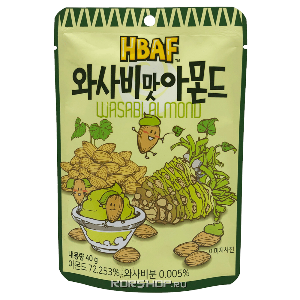 Миндаль со вкусом васаби Hbaf, Корея, 40 г Акция