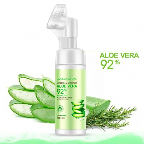 Мусс-пенка для умывания с щеточкой Bioaqua Aloe Vera Wash Foam, 120 мл.
