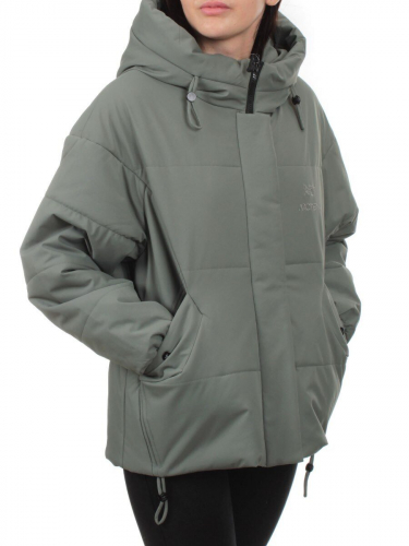 282 GRAY/GREEN Куртка зимняя облегченная женская (верблюжья шерсть)