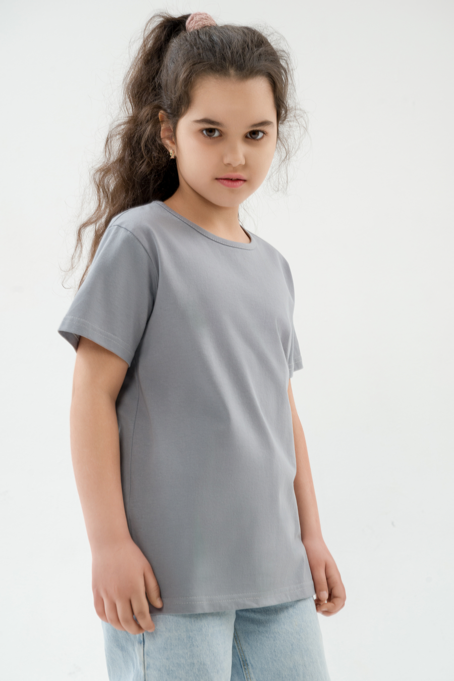 Футболка детская из кулирки серая