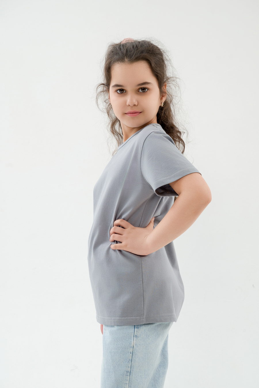 Футболка детская из кулирки серая