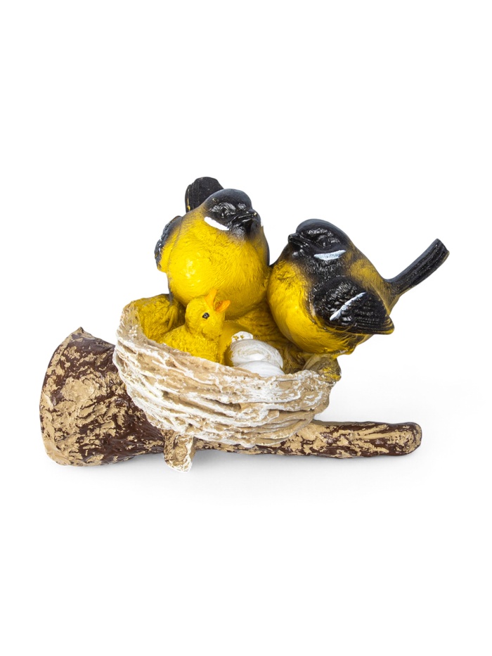 Подвесной декор из полистоуна «Гнездо с синицами» 15×13×10 см