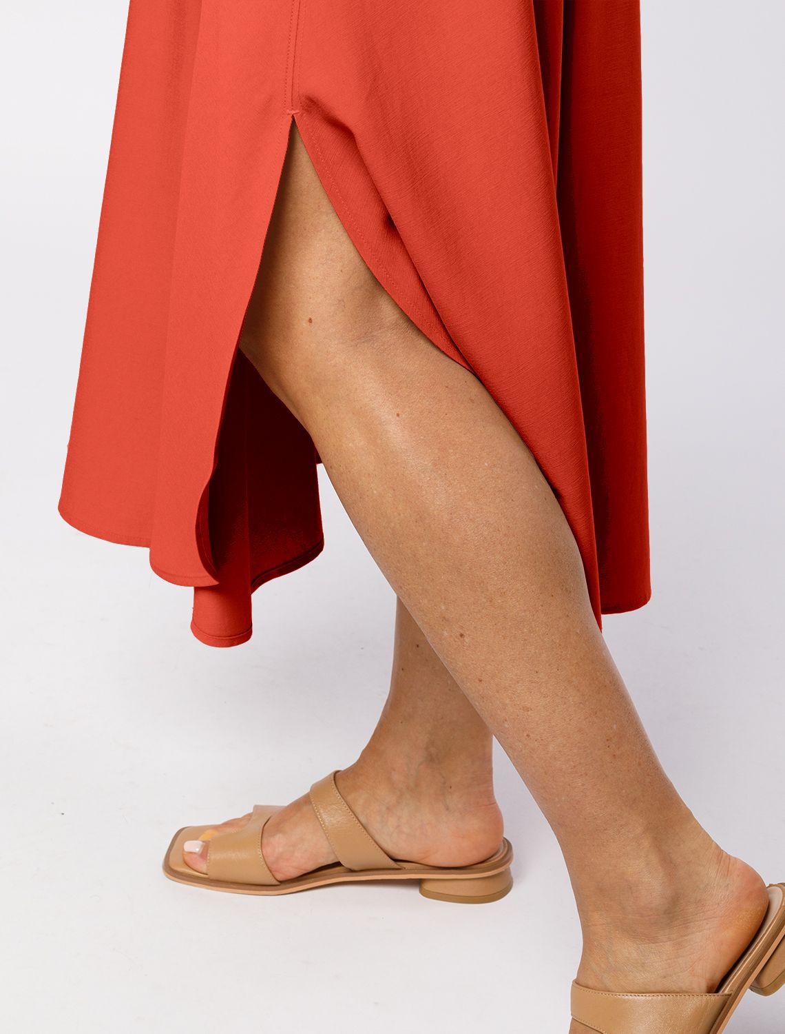 Юбка с разрезом из плотного лиоцелла D26.196 терракотовый