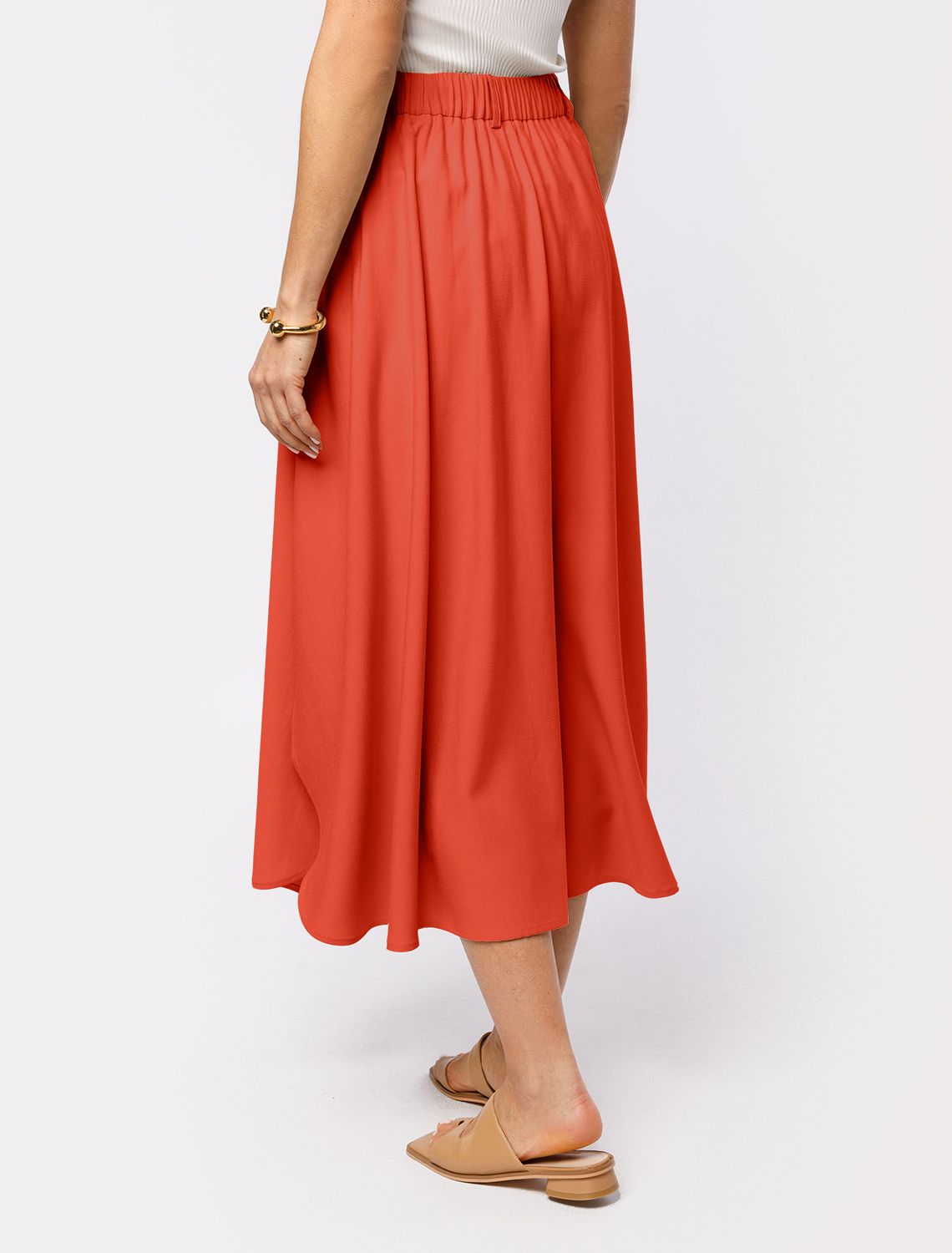 Юбка с разрезом из плотного лиоцелла D26.196 терракотовый