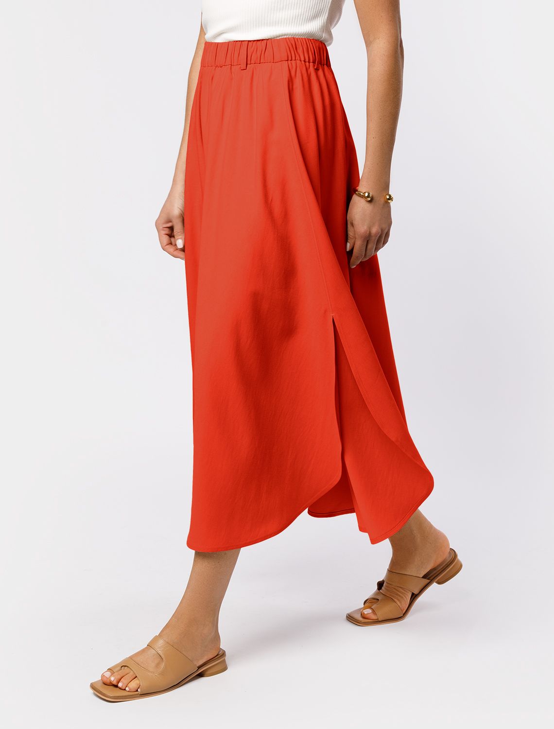 Юбка с разрезом из плотного лиоцелла D26.196 терракотовый