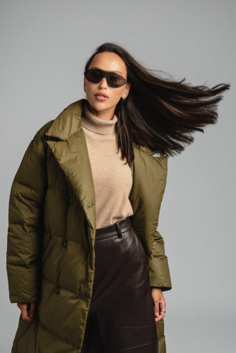 Пуховик: В079-12-61 Хаки Dark Olive 19-0516