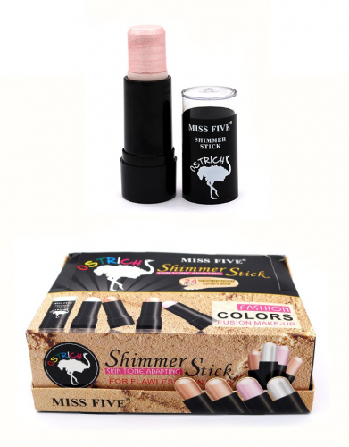 MISS FIVE  Стик - Хайлайтер для лица SHIMMER STICK Ostrich стойкий  (4 тона)  8г  (A-128)  (ТВ-2451)