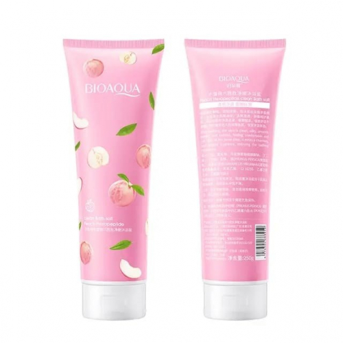 BIOAQUA  Соль - Скраб для Тела и Ванны PEACH & HEXAPEPTIDE Очищающая ПЕРСИК и ГЕКСАПЕПТИДЫ  250г  (BQY-88959)