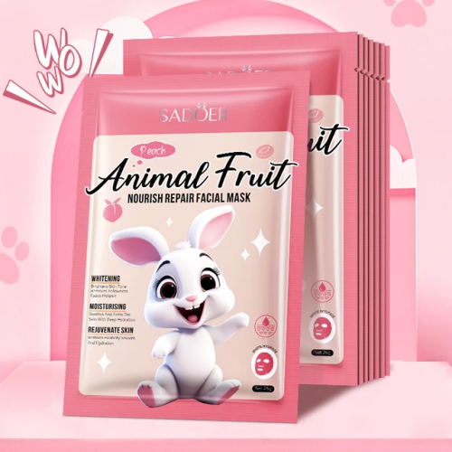 SADOER  Маска - муляж для лица Animal Fruit PEACH Питательная Восстанавливающая ПЕРСИК (зайчик)  25г  (SD-35103)