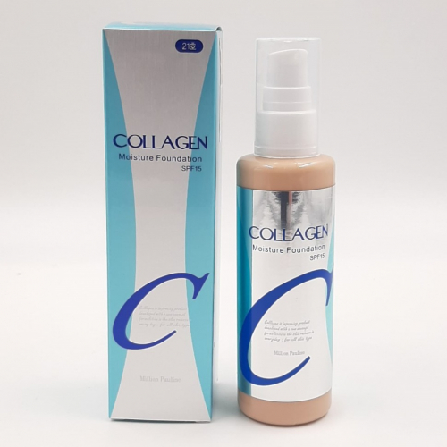 MILLION PAULINE  Тональная Основа COLLAGEN Увлажняющая SPF15  №21 светло-бежевый  100мл  (M0352)