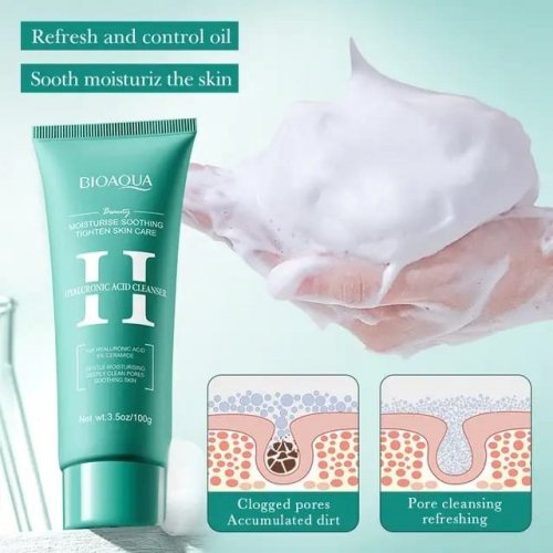 BIOAQUA  Пенка для умывания Hyaluronic Acid Успокаивающая ГИАЛУРОНОВАЯ КИСЛОТА  100г  (BQY-18823)