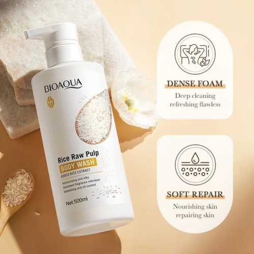 BIOAQUA  Гель для душа RICE RAW PULP с экстрактом РИСА  500мл  (BQY50080)