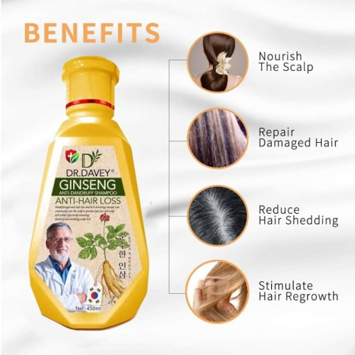 DR.DAVEY   Шампунь GINSENG Anti-Hair Loss Против перхоти и выпадения волос ЖЕНЬШЕНЬ  450мл  (DV-6488)