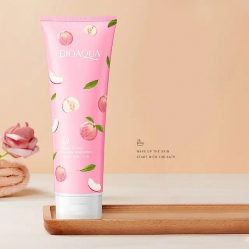 BIOAQUA  Соль - Скраб для Тела и Ванны PEACH & HEXAPEPTIDE Очищающая ПЕРСИК и ГЕКСАПЕПТИДЫ  250г  (BQY-88959)