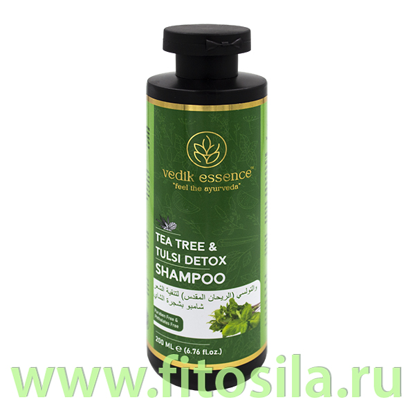Детокс-шампунь с чайным деревом и тулси для очищения и освежения волос 200мл Vedic Eccense