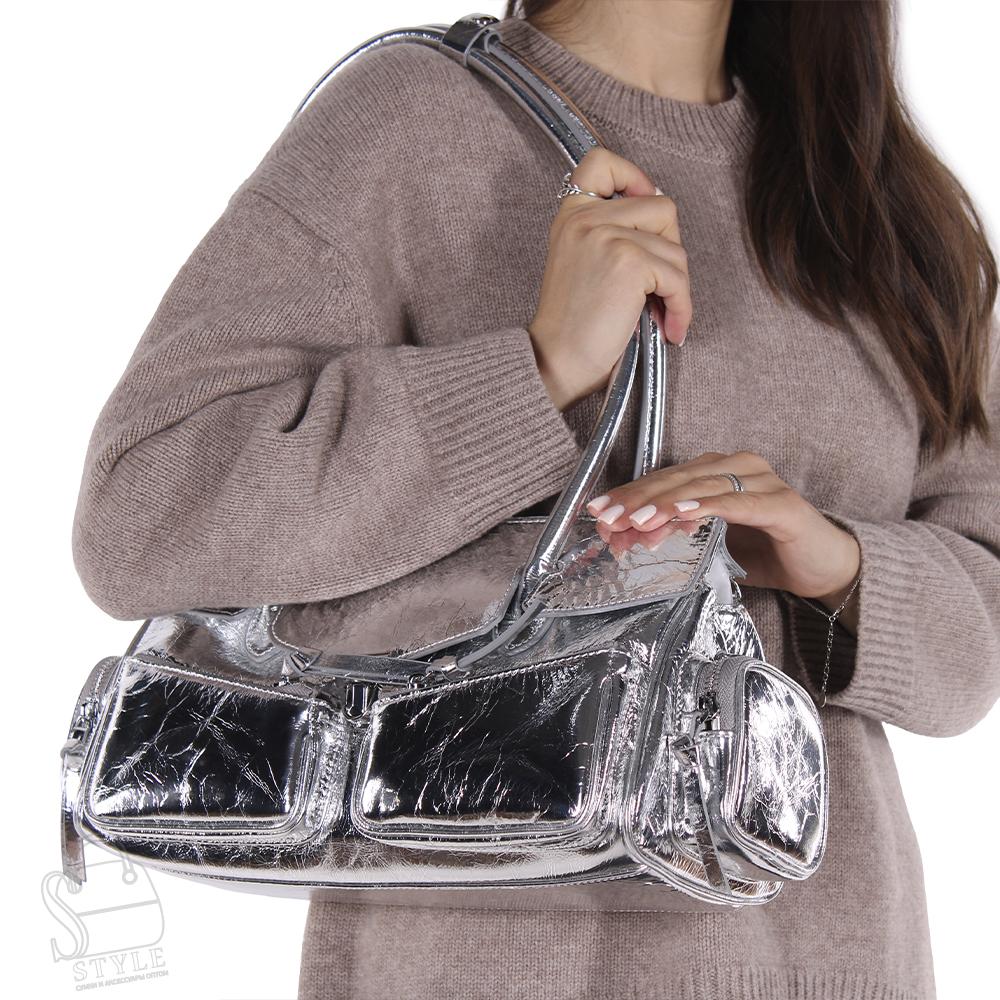 Сумка женская кожаная 3350Q silver Polina&Eiterou
