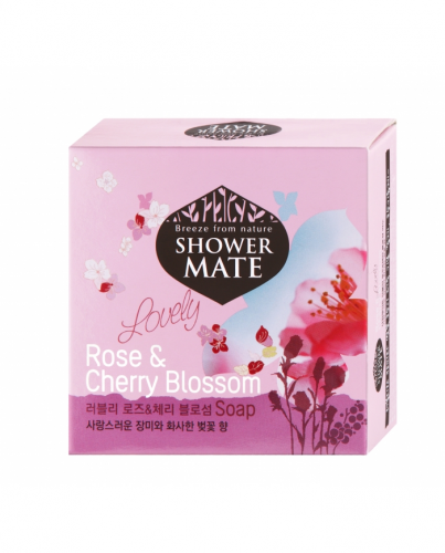 [SHOWER MATE] Мыло для лица и тела РОЗА И ВИШНЕВЫЙ ЦВЕТ Romantic Rose & Cherry Blossom Soap, 100 гр