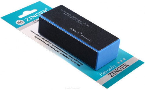 Zinger Бафик для шлифовки ногтей 4-х сторонний / Classic EK-102, 150/180/220/320 грит, черно-синий