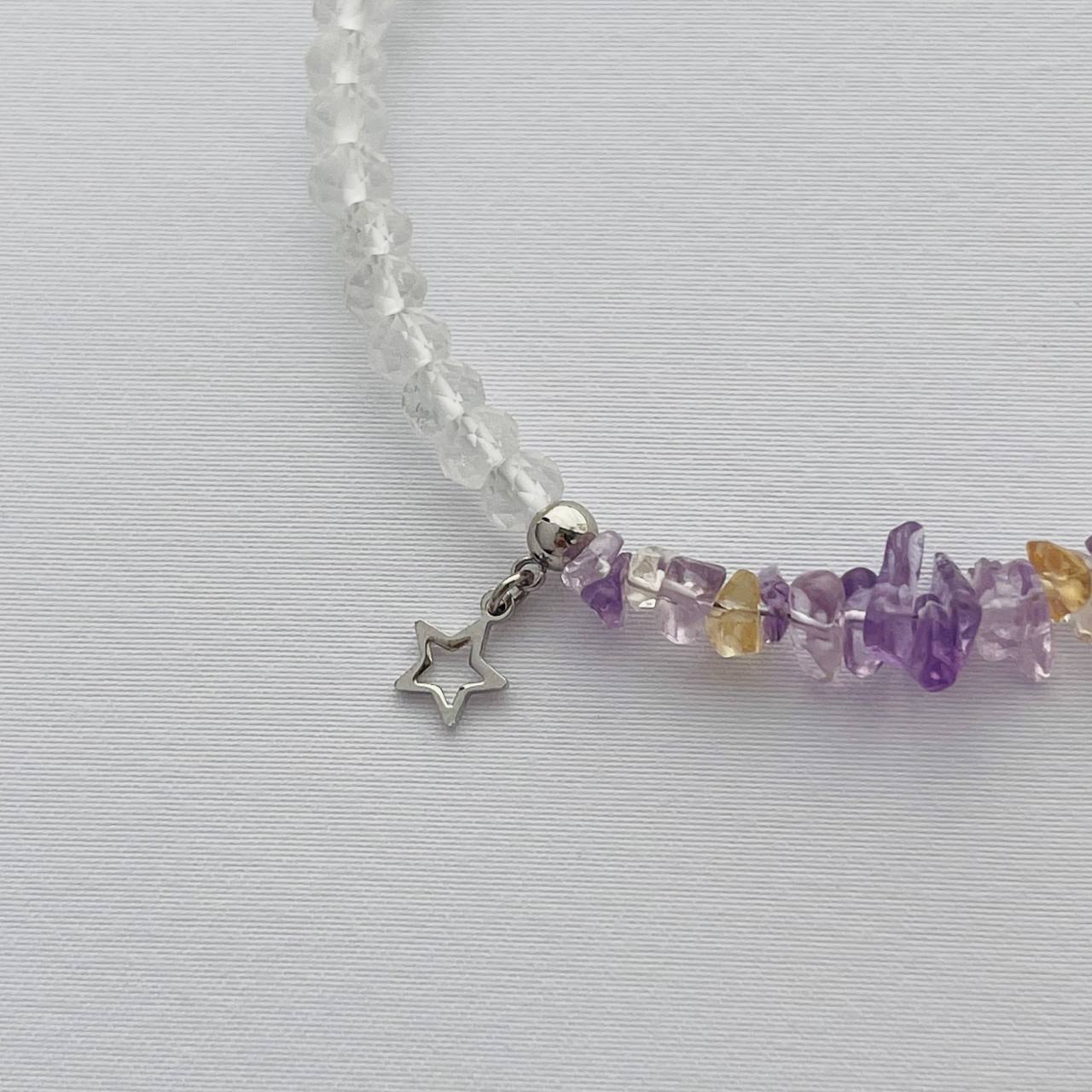 Радуга Самоцветов Браслет из Горного Хрусталя и Аметрина