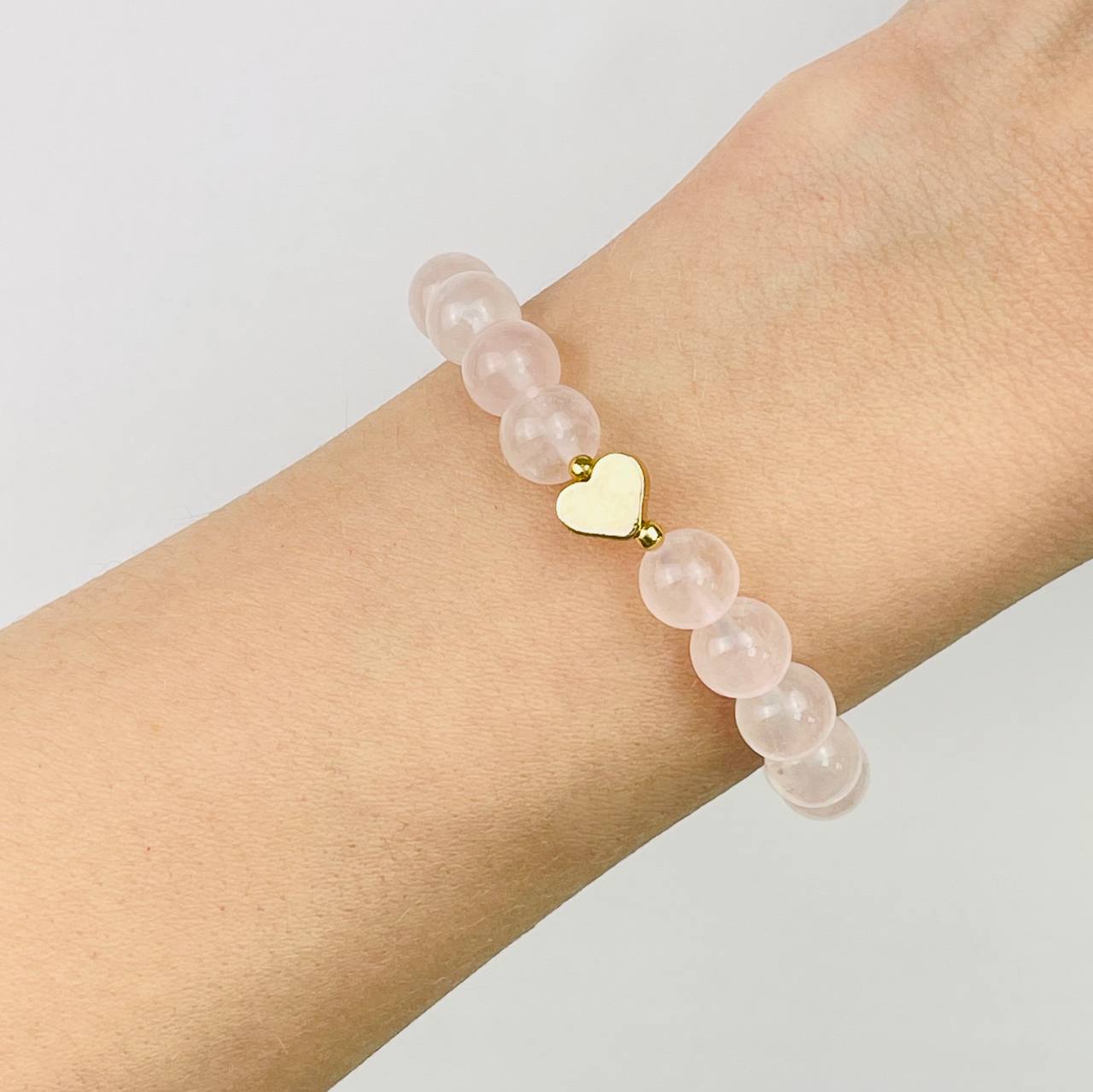 Радуга Самоцветов Браслет из Розового кварца со вставкой