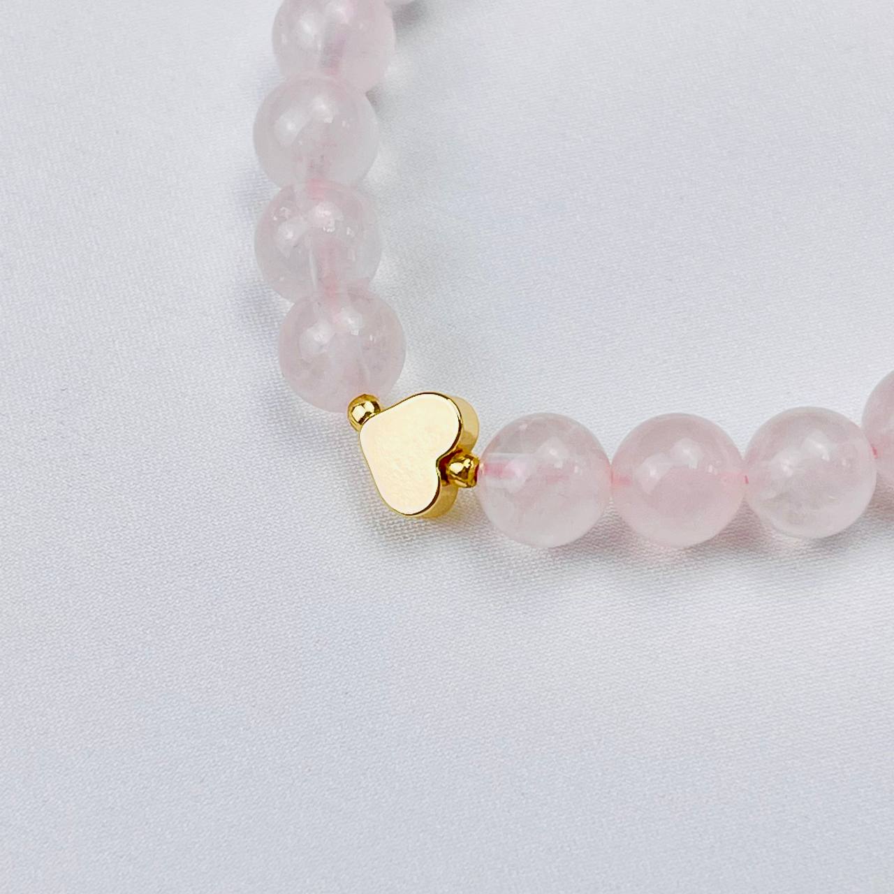 Радуга Самоцветов Браслет из Розового кварца со вставкой