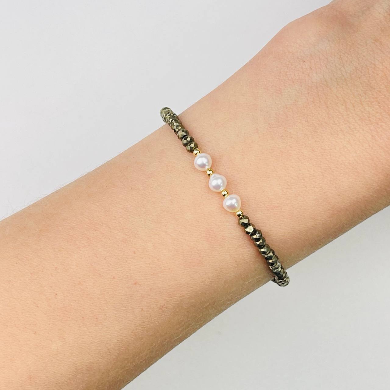 Радуга Самоцветов Браслет из Пирита и Жемчуга