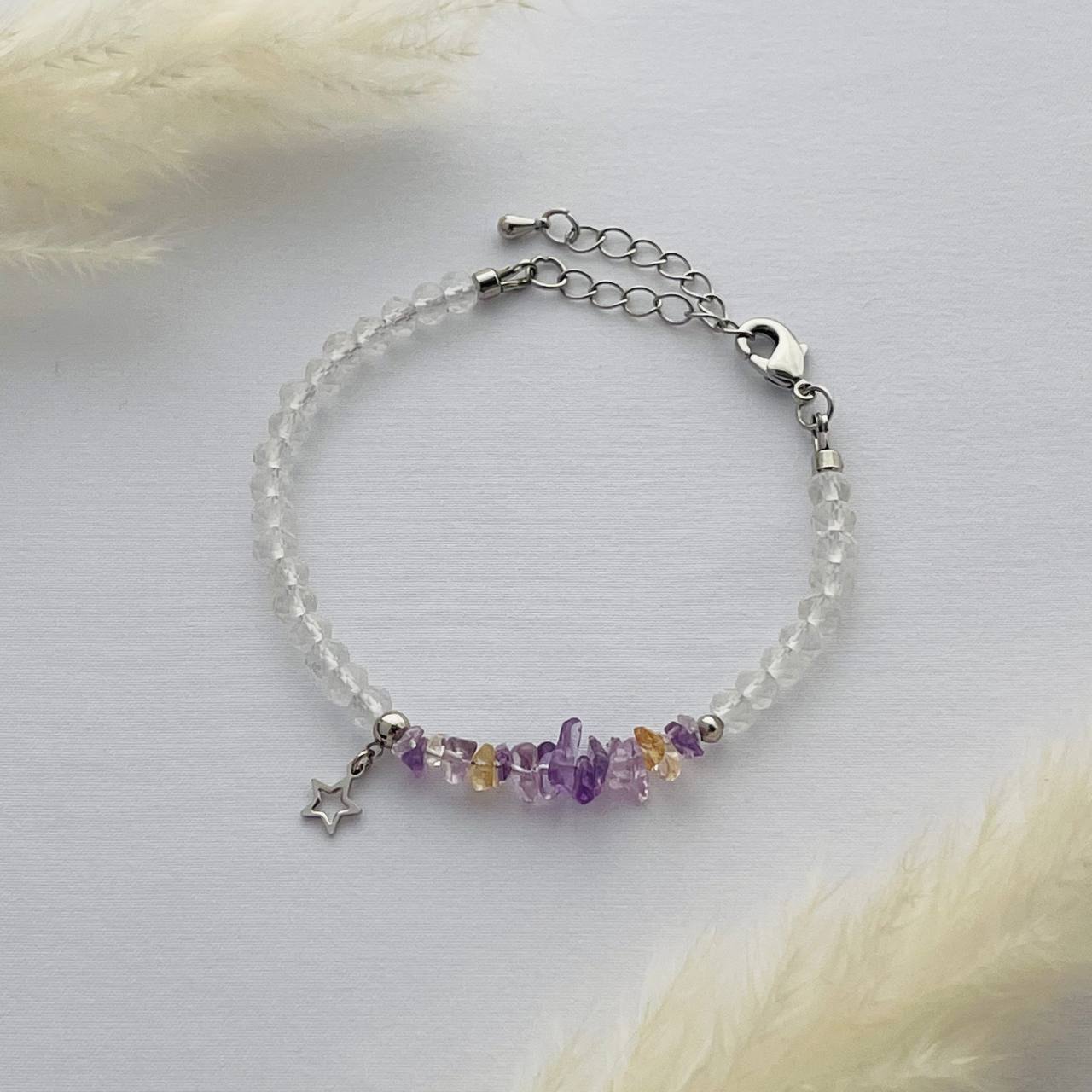 Радуга Самоцветов Браслет из Горного Хрусталя и Аметрина