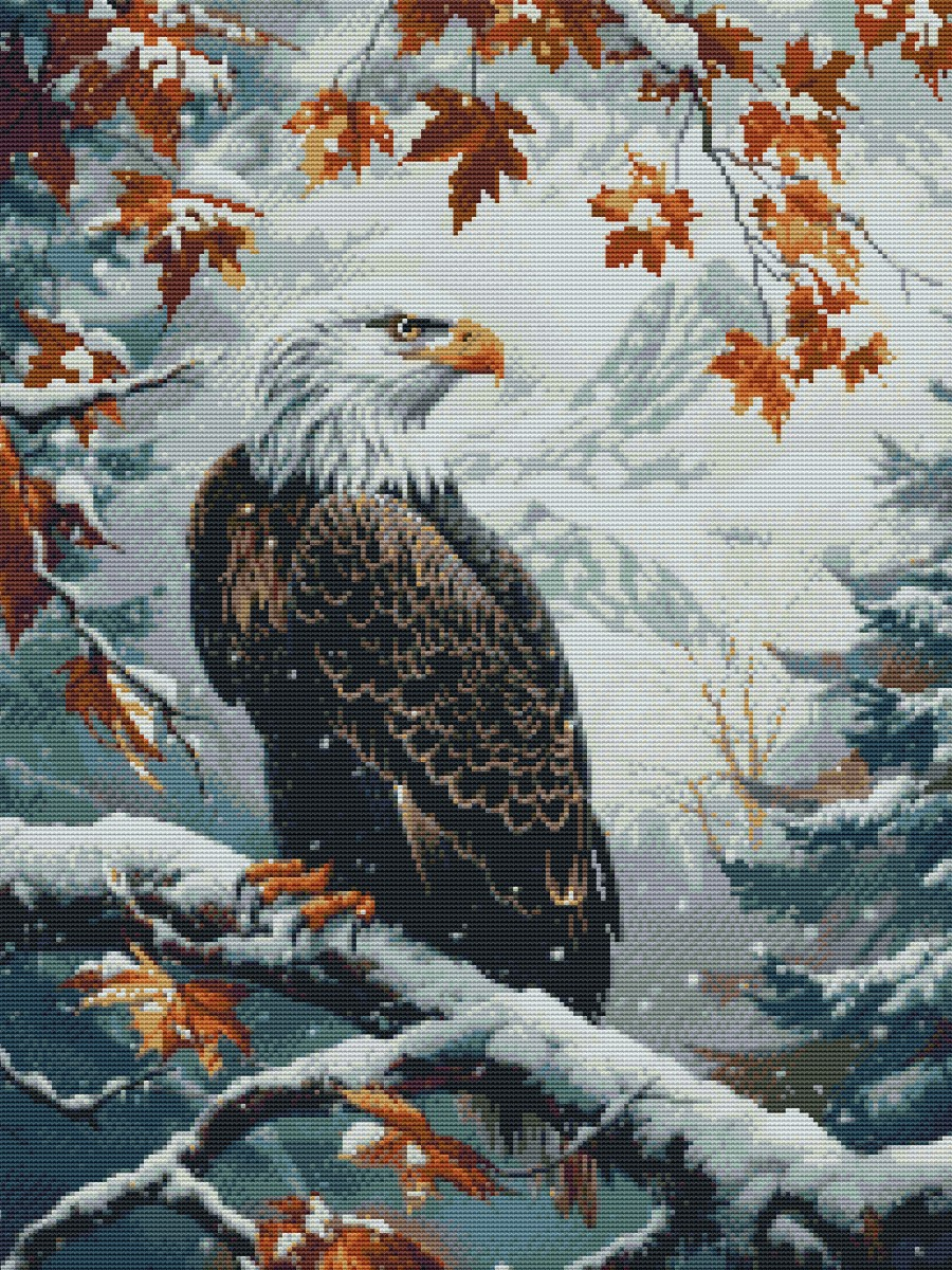 Вышивка крестиком 40х50см, Орел и зима