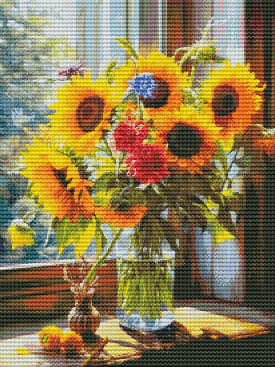 Вышивка крестиком 40х50см, Подсолнухи