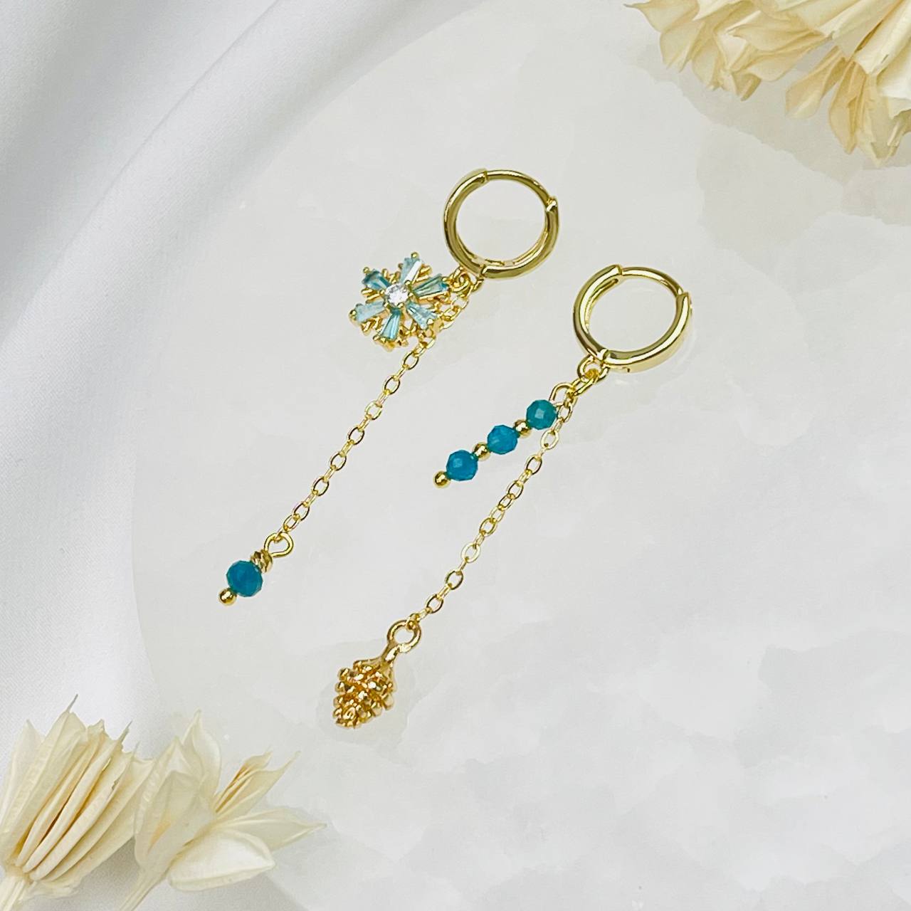 Радуга Самоцветов Серьги на цепочке из камня Апатит