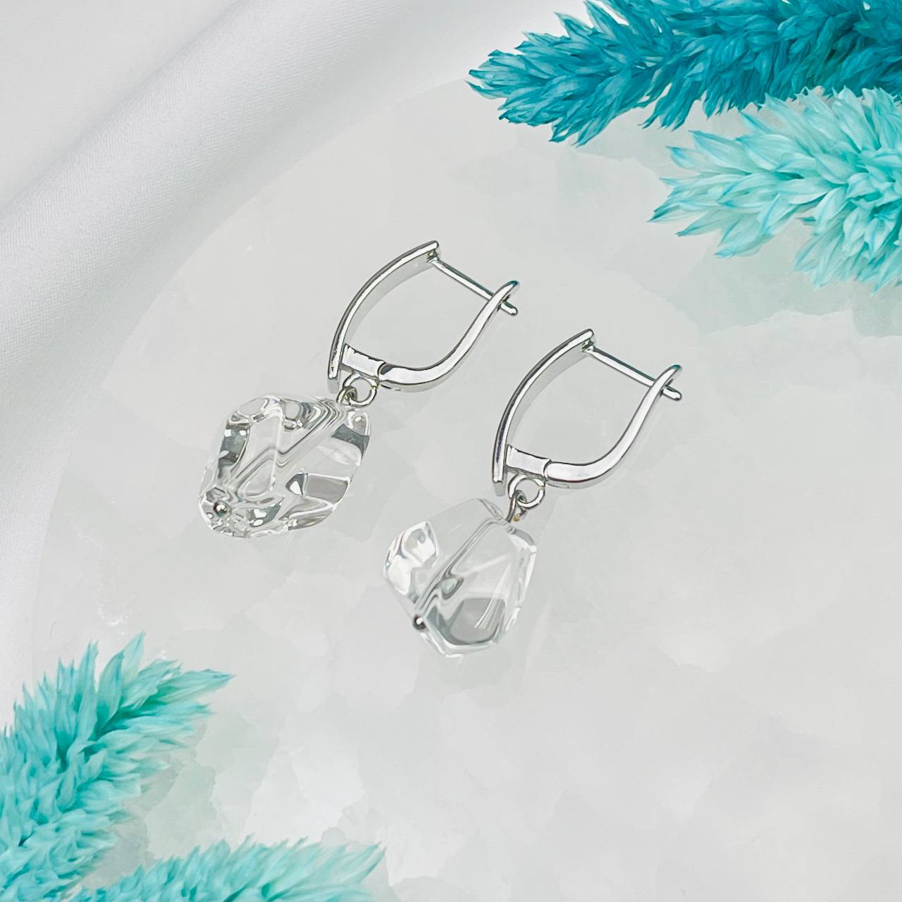 Радуга Самоцветов Серьги из камня Горный Хрусталь