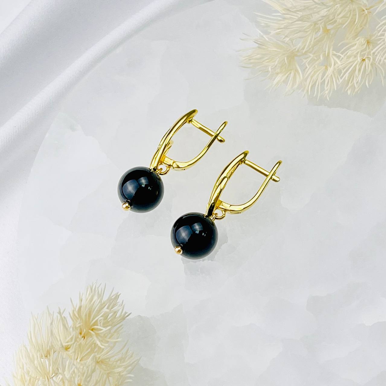 Радуга Самоцветов Серьги из черного Турмалина (Шерл)