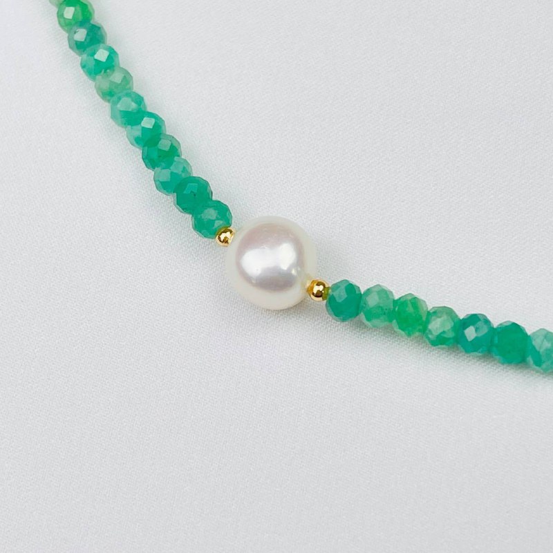 Радуга Самоцветов Колье из зеленого Берилла и Жемчуга