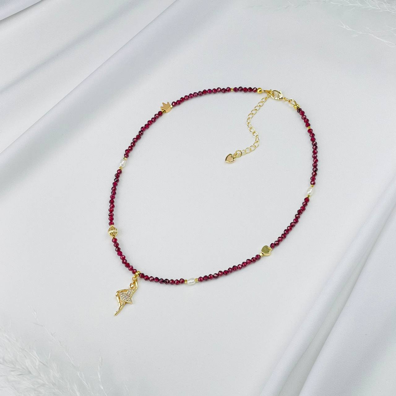 Радуга Самоцветов Бусы детские из Граната и Жемчуга