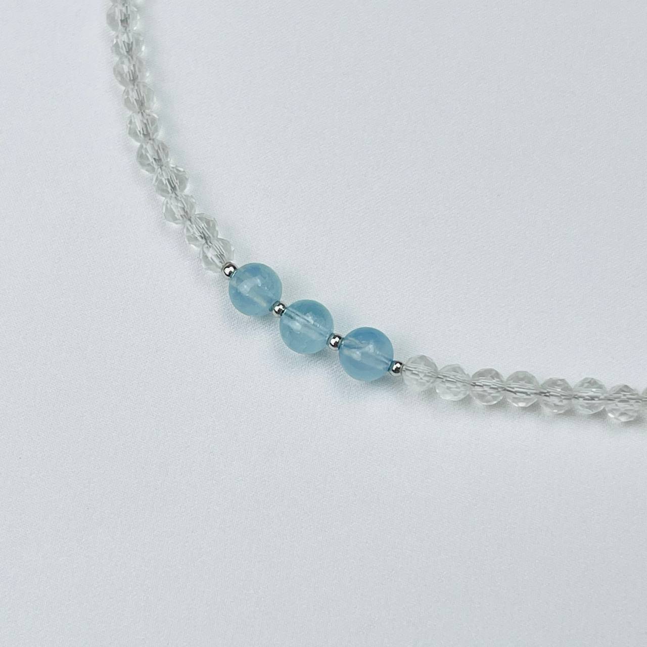 Радуга Самоцветов Колье из Горного Хрусталя и Аквамарина