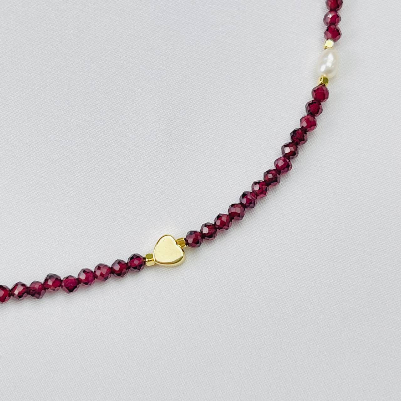 Радуга Самоцветов Бусы детские из Граната и Жемчуга