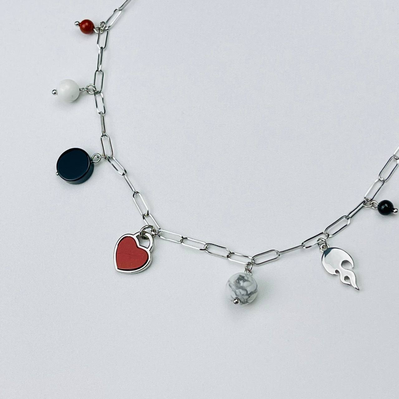 Радуга Самоцветов Колье на цепочке с Агатом, Говлитом и Яшмой