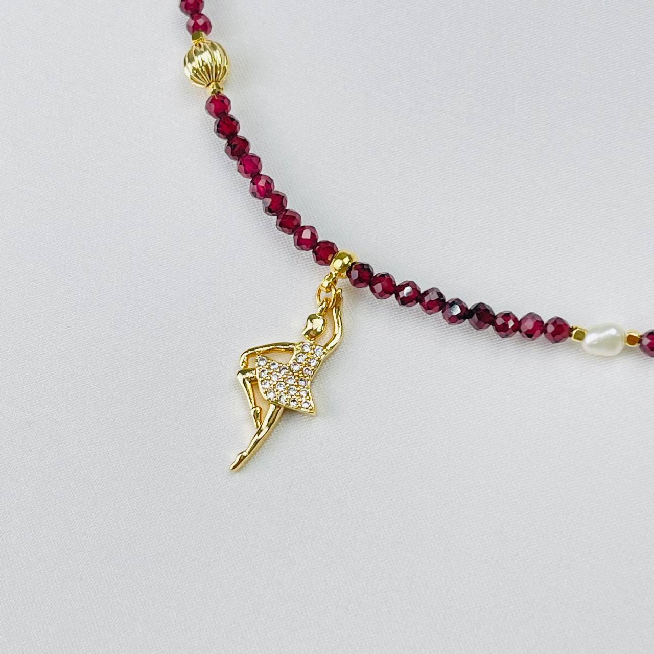 Радуга Самоцветов Бусы детские из Граната и Жемчуга