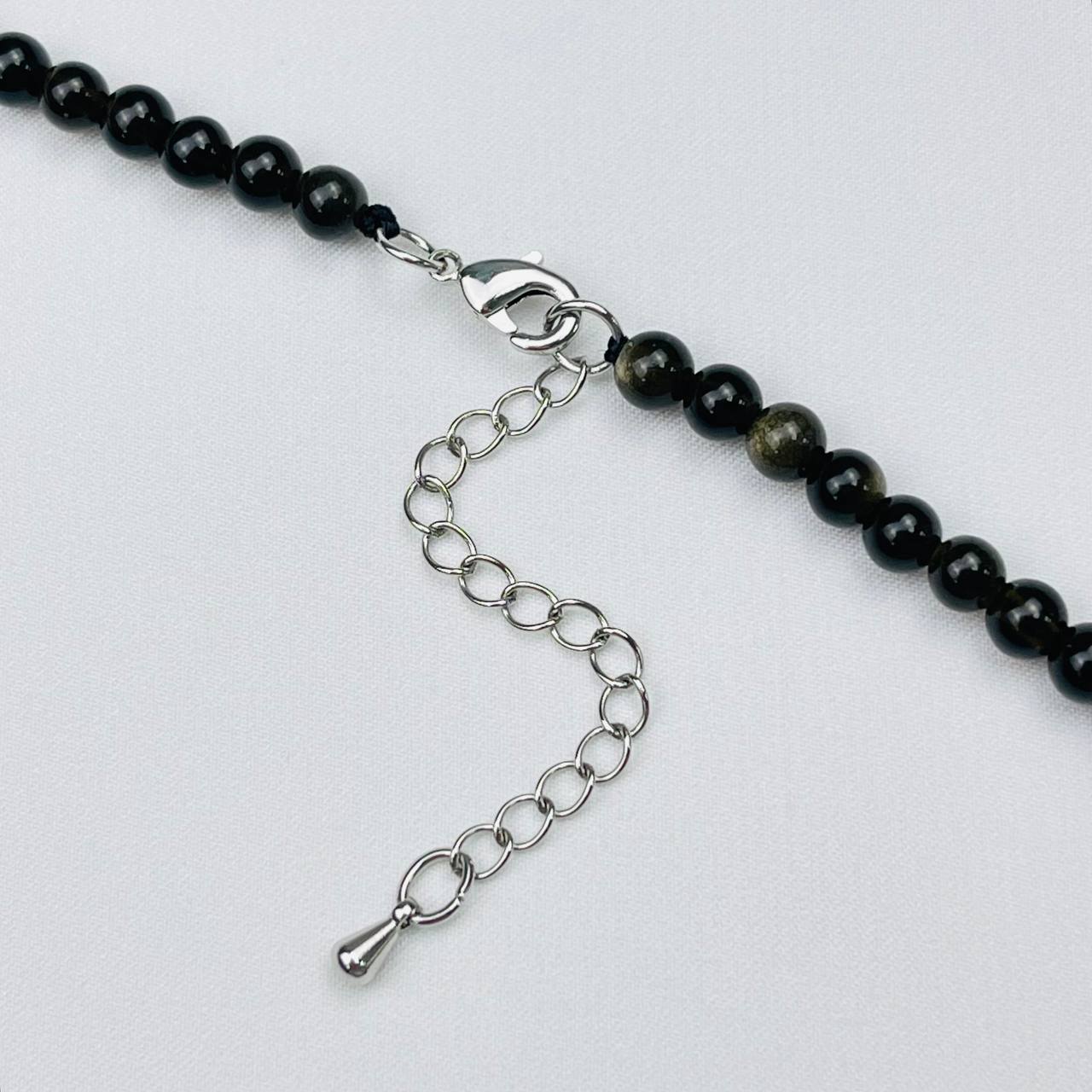 Радуга Самоцветов Колье из золотистого Обсидиана со вставкой