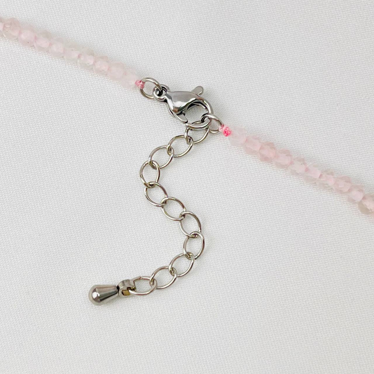 Радуга Самоцветов Колье из Розового кварца и Голубого агата