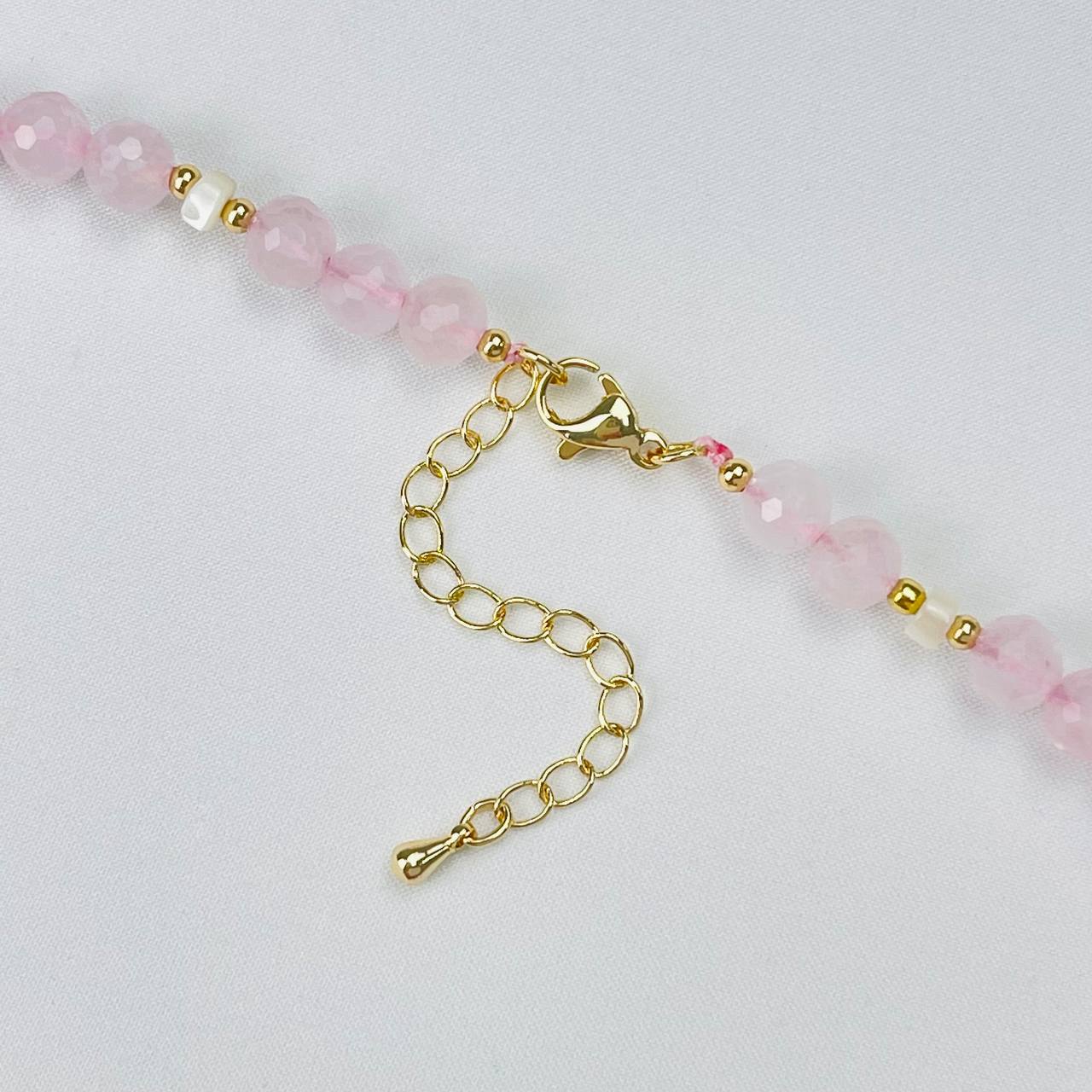 Радуга Самоцветов Бусы детские из Розового кварца, Жемчуга и Перламутра