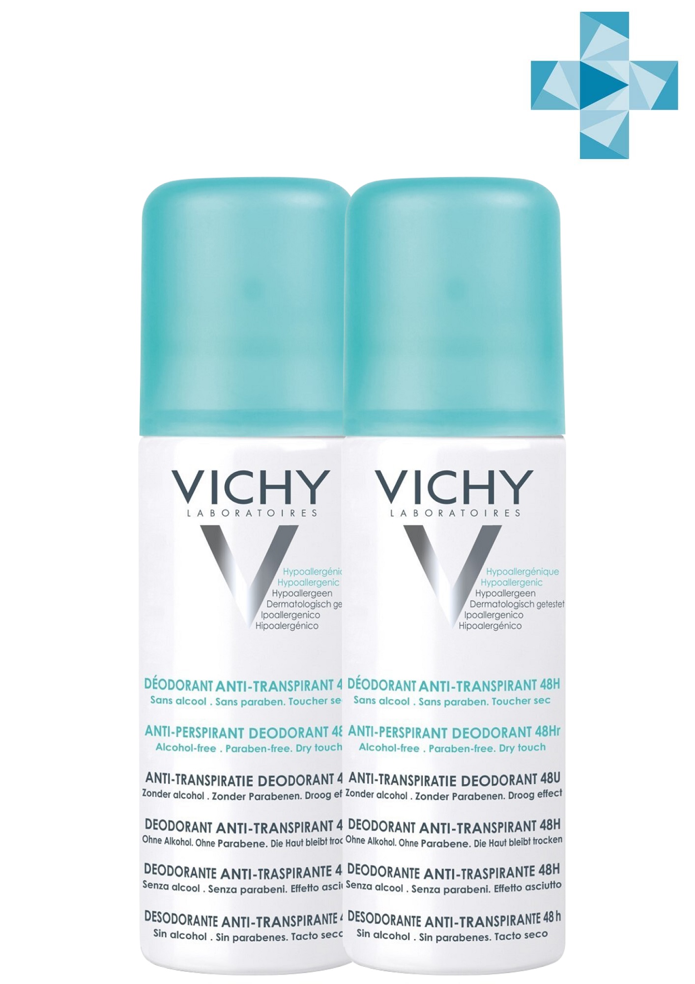 VICHY Дезодорант-аэрозоль регулирующий избыточное потоотделение 48 часов, 125 мл х 2 шт