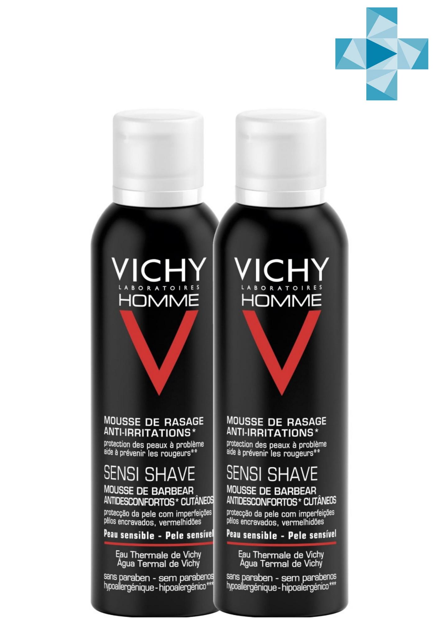VICHY Пена для бритья для чувствительной кожи, склонной к покраснению, 200 мл х 2 шт