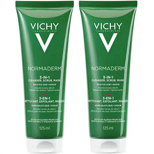 VICHY  Глубокое очищение Три -Актив 3в1 Normaderm, 125 мл х 2 шт