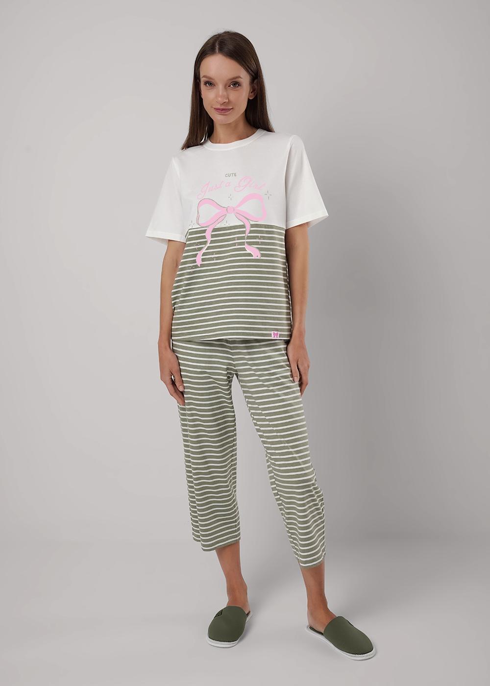 Ст.цена 1750р CLE LP25-1153/1 Пижама женская LP25-1153/1 молочный/хаки