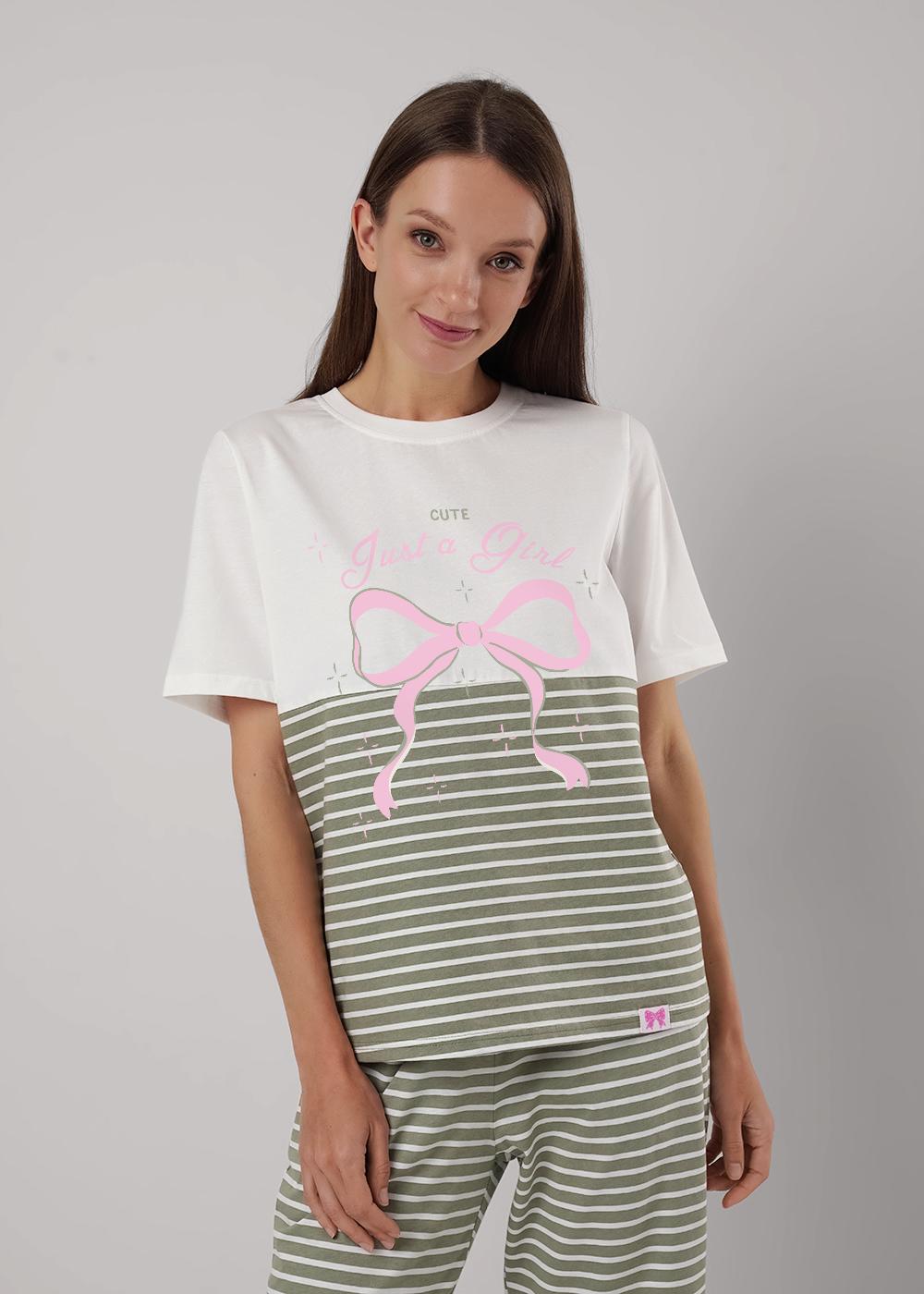 Ст.цена 1750р CLE LP25-1153/1 Пижама женская LP25-1153/1 молочный/хаки