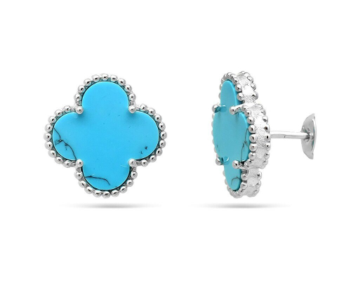 Серьги из серебра бирюза пресс., МЦВ2045