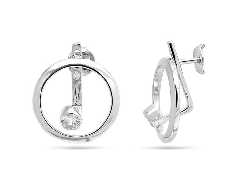 Серьги джекеты, куб.циркон., МЦВ92