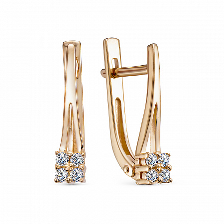 Серьги с фианитом позолоченные серебро 925*